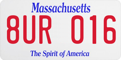 MA license plate 8UR016