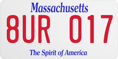 MA license plate 8UR017