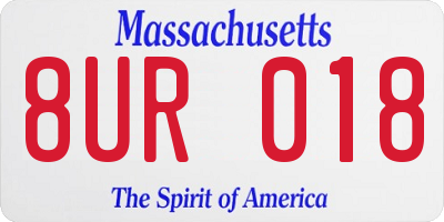 MA license plate 8UR018