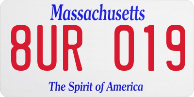 MA license plate 8UR019