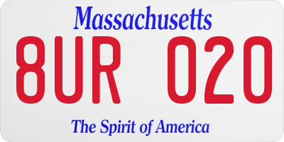 MA license plate 8UR020