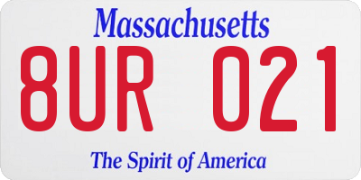 MA license plate 8UR021