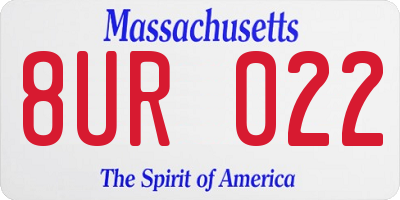 MA license plate 8UR022