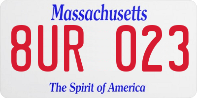 MA license plate 8UR023