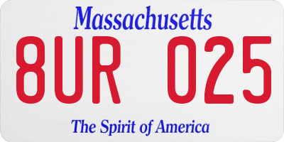 MA license plate 8UR025