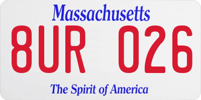 MA license plate 8UR026