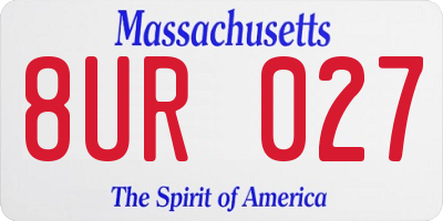 MA license plate 8UR027