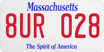 MA license plate 8UR028