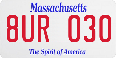 MA license plate 8UR030