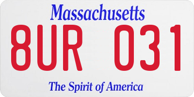 MA license plate 8UR031