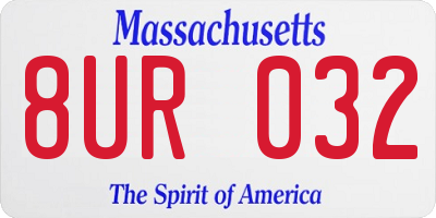 MA license plate 8UR032