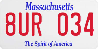 MA license plate 8UR034