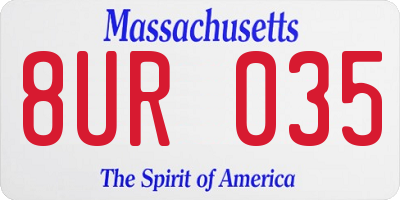 MA license plate 8UR035