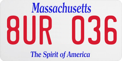 MA license plate 8UR036