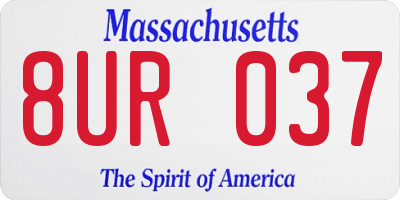 MA license plate 8UR037