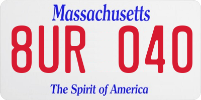 MA license plate 8UR040