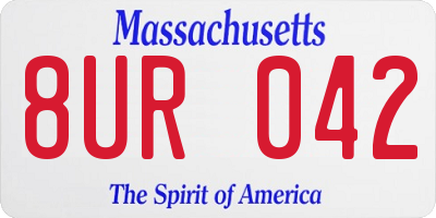 MA license plate 8UR042