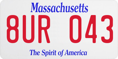 MA license plate 8UR043