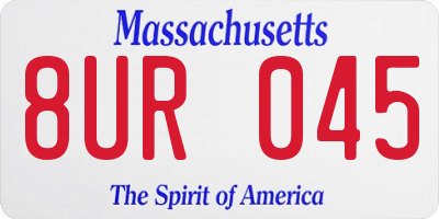 MA license plate 8UR045