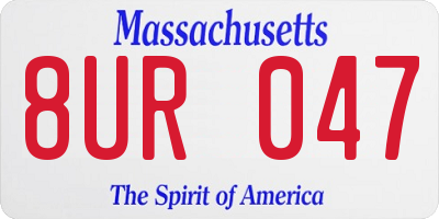 MA license plate 8UR047