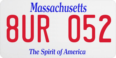 MA license plate 8UR052