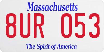 MA license plate 8UR053