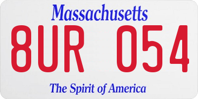 MA license plate 8UR054