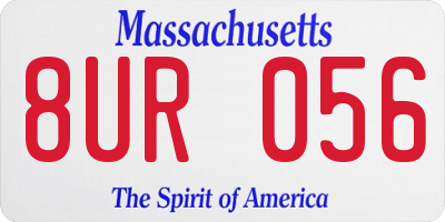 MA license plate 8UR056