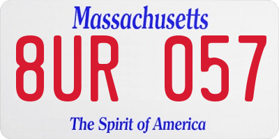 MA license plate 8UR057