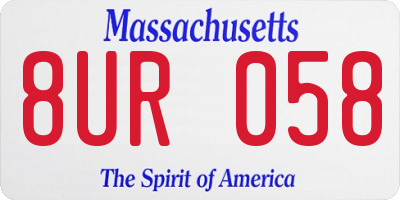 MA license plate 8UR058