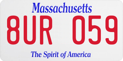 MA license plate 8UR059