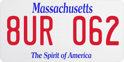 MA license plate 8UR062