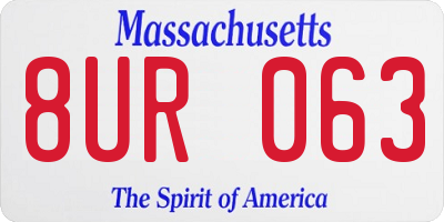 MA license plate 8UR063