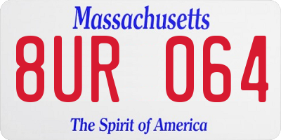 MA license plate 8UR064
