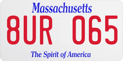 MA license plate 8UR065