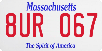 MA license plate 8UR067