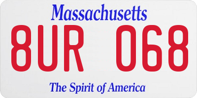 MA license plate 8UR068