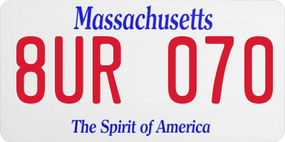 MA license plate 8UR070