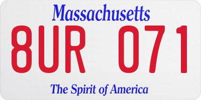 MA license plate 8UR071