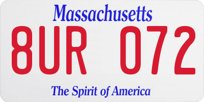 MA license plate 8UR072