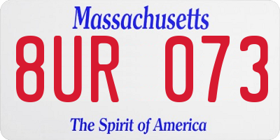 MA license plate 8UR073