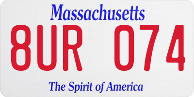 MA license plate 8UR074