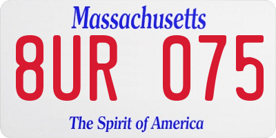 MA license plate 8UR075