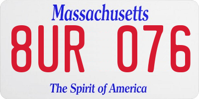 MA license plate 8UR076