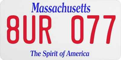 MA license plate 8UR077