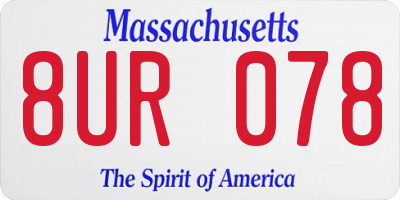 MA license plate 8UR078