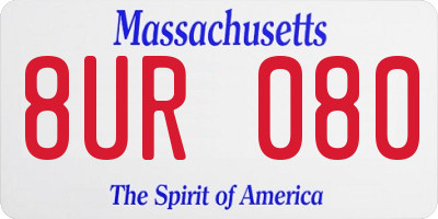 MA license plate 8UR080
