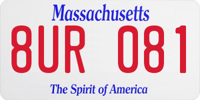 MA license plate 8UR081