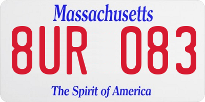 MA license plate 8UR083