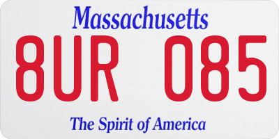 MA license plate 8UR085